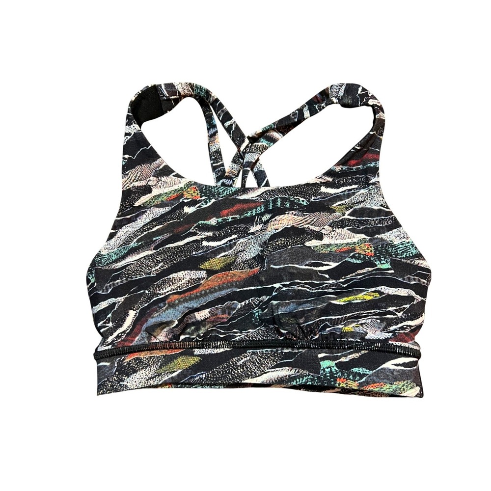Lululemon Free‎ To Be Wild Sports Bra Multi Color Abstract Strappy Back Size 0